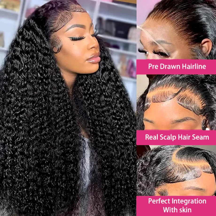 Kinky Curly Wigs 13x6 HD Lace Frontal Wig Glueless Human Hair 4C Afro Curly Lace Front Human Hair Wigs 7x5 HD Lace Closure Wigs - Vibrant Variety Store