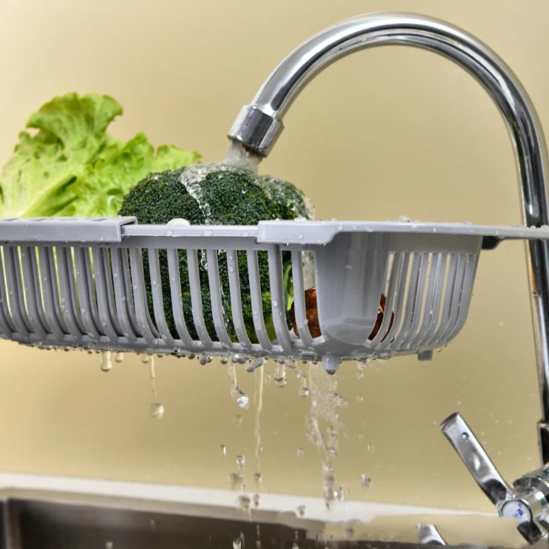 Kitchen Storage Rack Soap Sponge Rack Adjustable Vegetable Drain Basket Sink Rack Retractable Multifunctional Kitchen Tools - Vibrant Variety Store