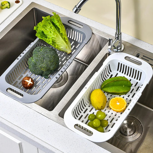 Kitchen Storage Rack Soap Sponge Rack Adjustable Vegetable Drain Basket Sink Rack Retractable Multifunctional Kitchen Tools - Vibrant Variety Store