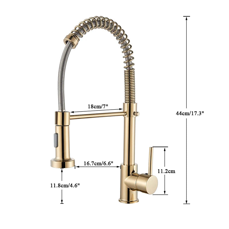 Senlesen Golden Kitchen Spring Faucet Brass Deck Mount 360 Degree Rotate Stream and Sprayer Nozzle Hot and Cold Mixer Vanity Sink Tap - Vibrant Variety Store