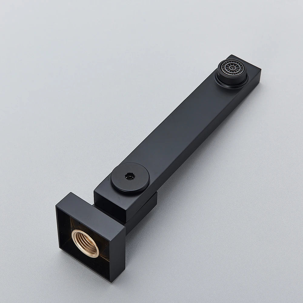 Black Shower Faucets System Bathroom Wall Mounted Rainfall Shower Kit Concealed Embedded Box Hot Cold Water Mixer Tap SUS304 - Vibrant Variety Store