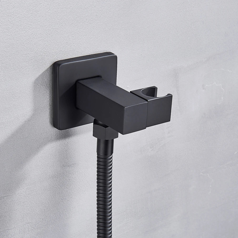 Black Shower Faucets System Bathroom Wall Mounted Rainfall Shower Kit Concealed Embedded Box Hot Cold Water Mixer Tap SUS304 - Vibrant Variety Store