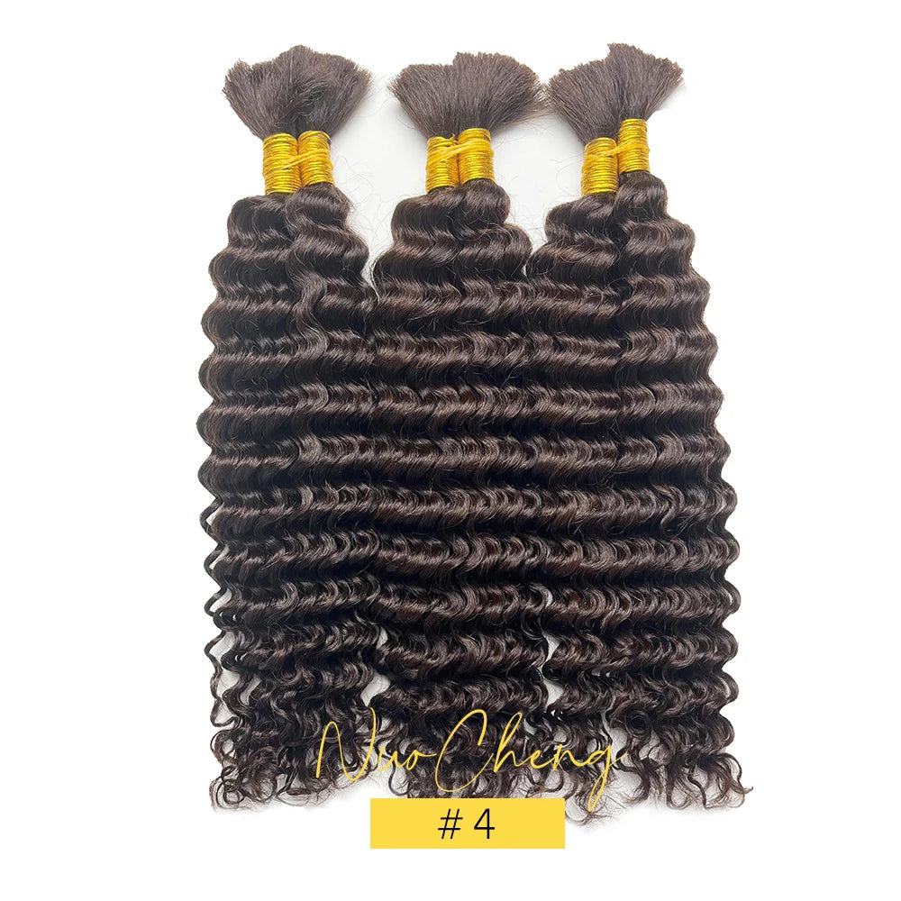 Deep Wave Bulk Human Hair for Braiding No Weft 100g (1 Pack-2 Bundles) Brazilian Virgin Human Hair Braiding Hair For BOHO Braids - Vibrant Variety Store