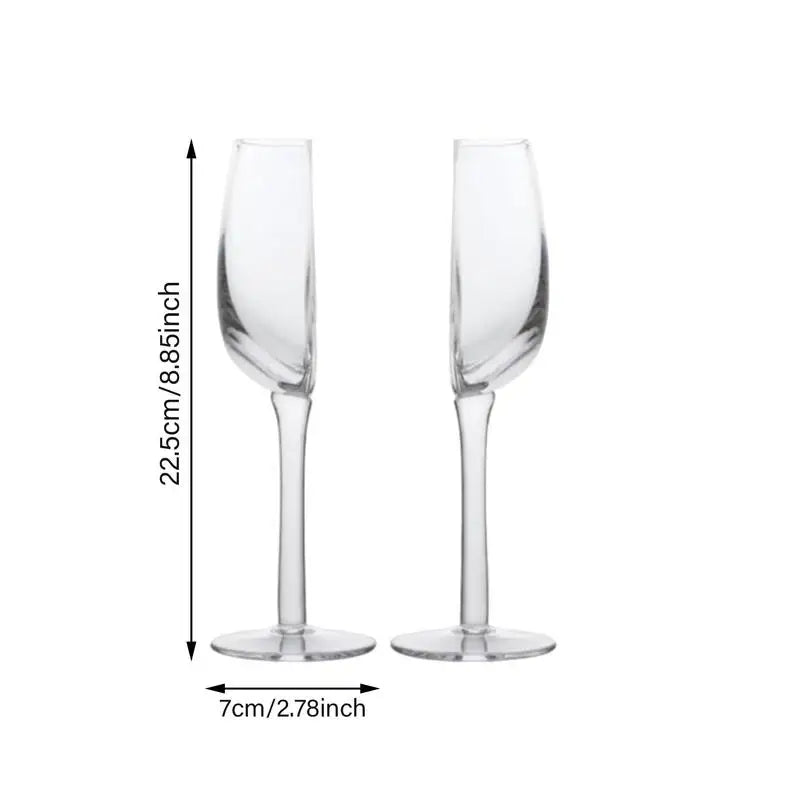 Two Pieces Pack Clear Transparent Half Glass Cup Red Wine Champagne Flute Goblet Stem-ware 140ml Cup Kitchen Accessories - Vibrant Variety Store