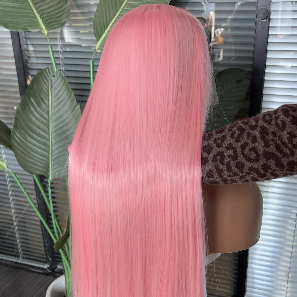 Pink Wig Straight Human Hair Wigs 30 32 Inch Lace Front Wigs 13X6 Hd Lace Frontal Wigs Colored Brazilian Wigs Original For Women