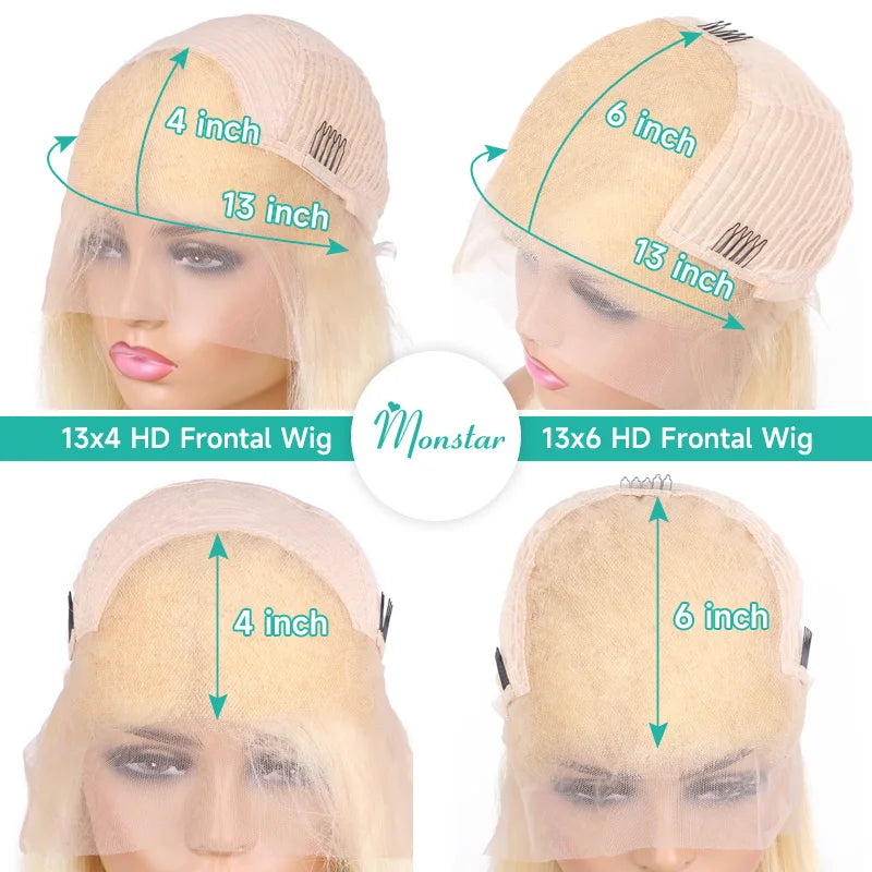 13x4 13x6 613 HD Blonde Bob Hair Wig Human Hair Lace Frontal Wig Brazilian Straight Bob Wig Lace Front Human Hair Wigs for Women