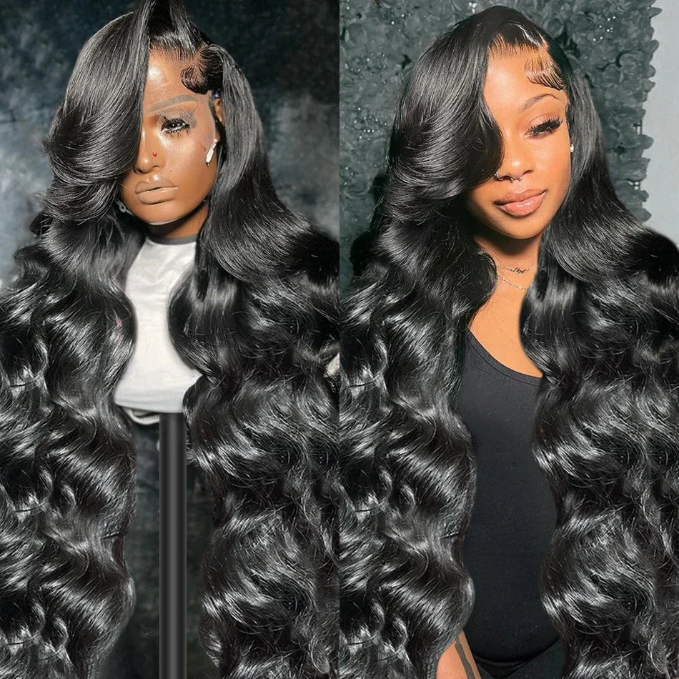 Body Wave 13x6 HD Transparent Lace Front Human Hair Wig 200 Density 13x4 Lace Frontal Wigs 30 40 Inch PrePlucked Lace - Vibrant Variety Store