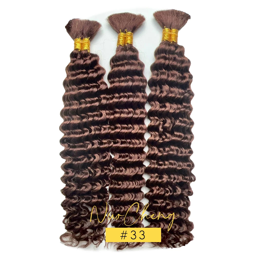 Deep Wave Bulk Human Hair for Braiding No Weft 100g (1 Pack-2 Bundles) Brazilian Virgin Human Hair Braiding Hair For BOHO Braids - Vibrant Variety Store