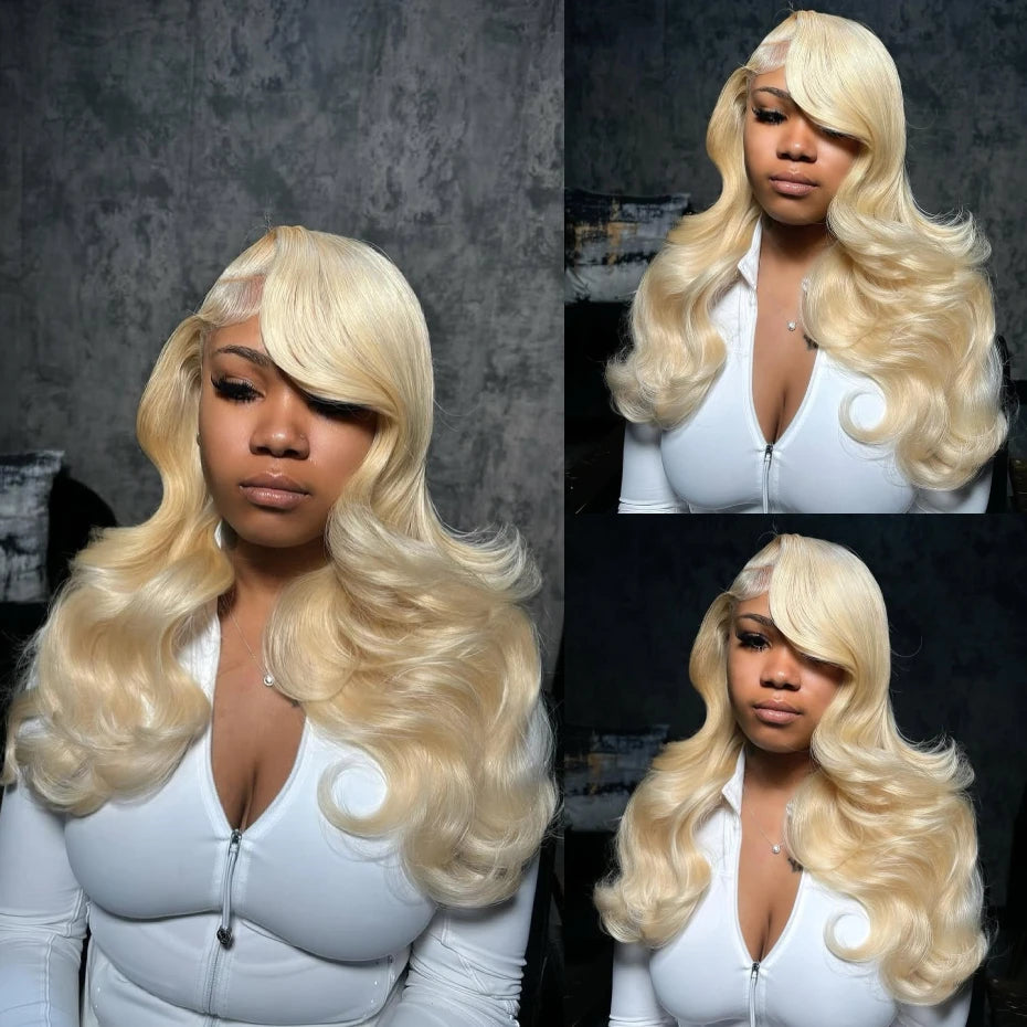 13x6 Cyan Blue Lace Front Wig Body Wave Light Green Lace Front Wig Human Hair Pre Plucked Blonde 613 Lace Frontal Wigs For Women - Vibrant Variety Store