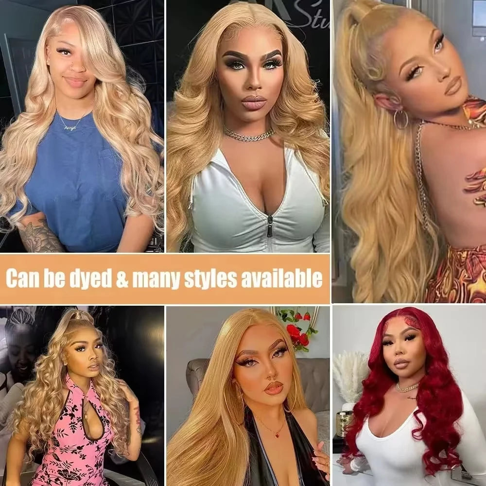 27 Honey Blonde Human Hair Wigs 13X6 Hd Lace Frontal Wig 13x4 Body Wave Human Hair Wigs 250 Density Preplucked Brazilian Wigs - Vibrant Variety Store