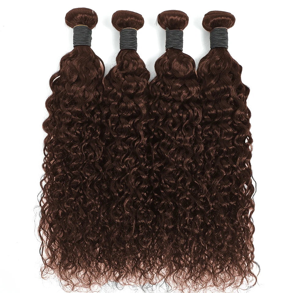 #4 Chocolate Brown Water Wave Curly 10-30 Inch Human Hair Bundles Deep Curly Wave Brazilian Virgin Raw Hair Sew-In Bundles - Vibrant Variety Store