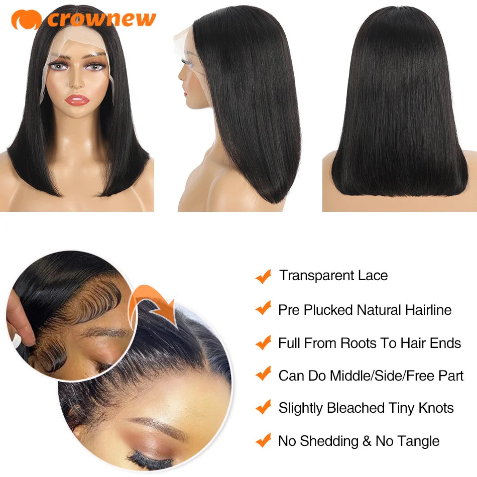 Bob Wig Human Hair Lace Front Wigs Human Hair 100% Human Hair Wigs Hd Transparent 13X4 Straight Lace Frontal Bob Wigs Cheap wigs - Vibrant Variety Store