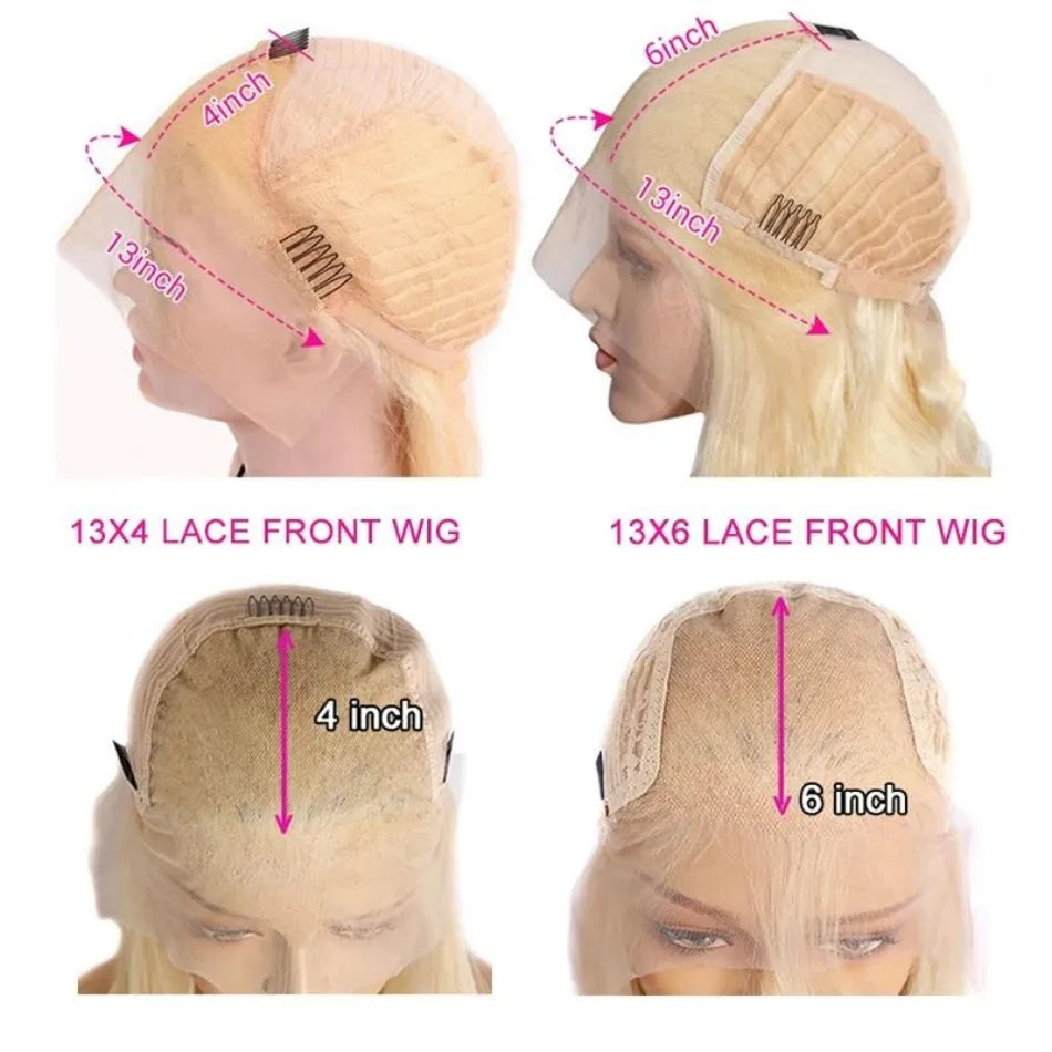 Blonde Human Lace Front Wig 613 Hd Lace Frontal Wig 13X6 Body Wave Human Hair Wigs For Women Pre Plucked 30 32 Inch 220 Density - Vibrant Variety Store