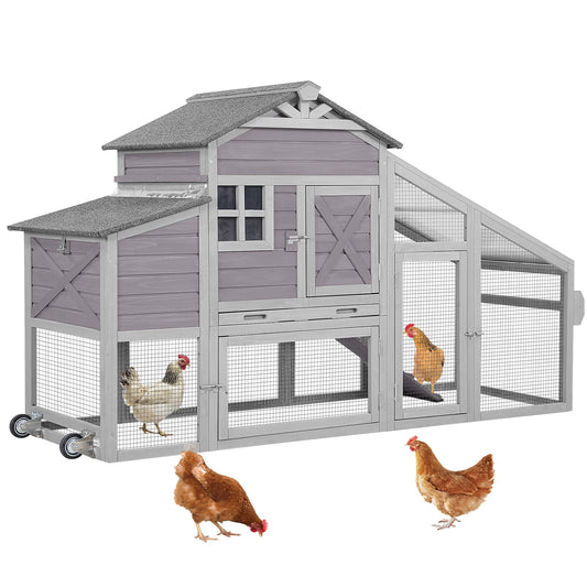 Wooden Chicken Coop with Wheels 17.1ft² for 2-3 Chickens - Vibrant Variety Store