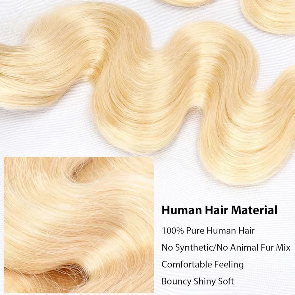 16A Blonde 613 Body Wave Human Hair Bundles 100% Unprocessed Brazilian Remy Hair 30 40 Inch raw hair bundles Weave Extension - Vibrant Variety Store