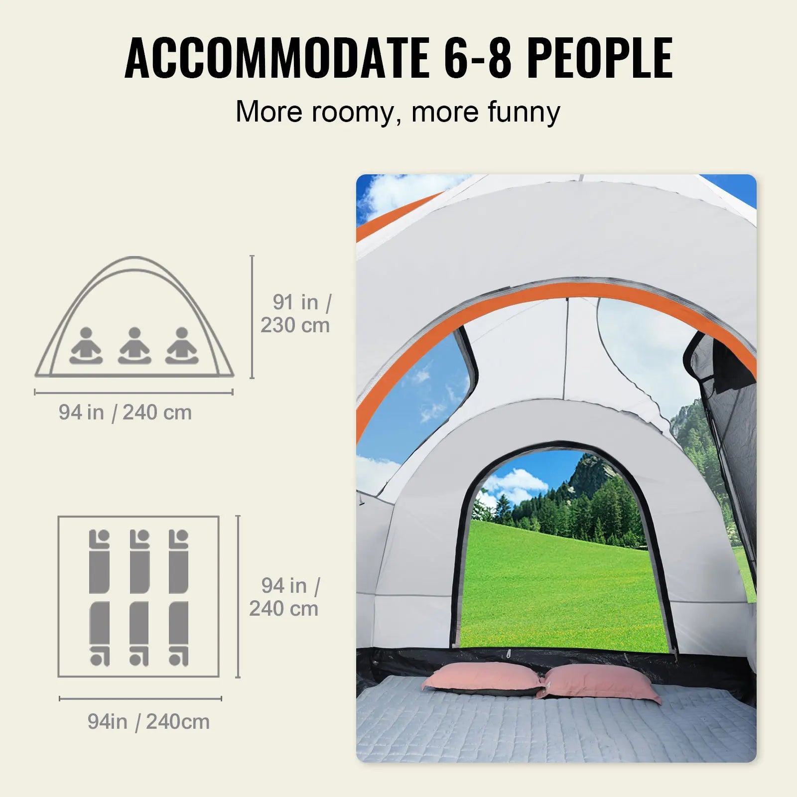 SucceBuy SUV Camping Tent, 8'-8' SUV Tent Attachment for Camping with Rain Layer and Carry Bag, PU2000mm Double Layer Truck Tent - Vibrant Variety Store