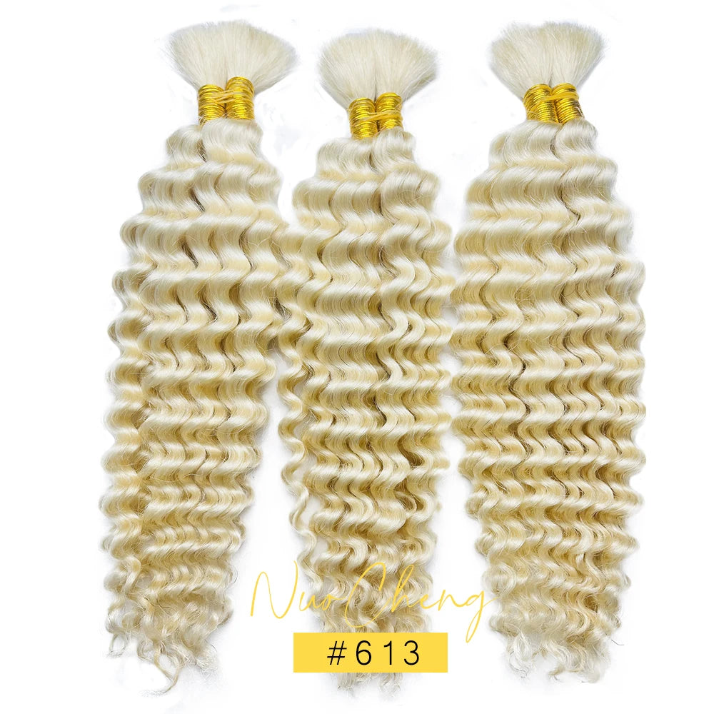Deep Wave Bulk Human Hair for Braiding No Weft 100g (1 Pack-2 Bundles) Brazilian Virgin Human Hair Braiding Hair For BOHO Braids - Vibrant Variety Store