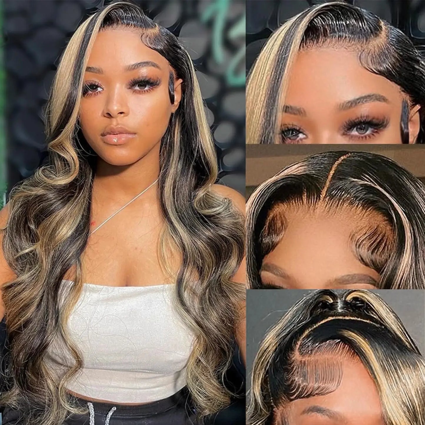 1B/27 Body Wave Wig Human Hair 30 Inch 13x4 HD Lace Frontal Wig Ombre Blonde Highlight Brazilian Hair Front Wigs For Black Women