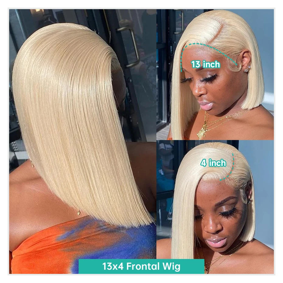 13x4 13x6 613 HD Blonde Bob Hair Wig Human Hair Lace Frontal Wig Brazilian Straight Bob Wig Lace Front Human Hair Wigs for Women