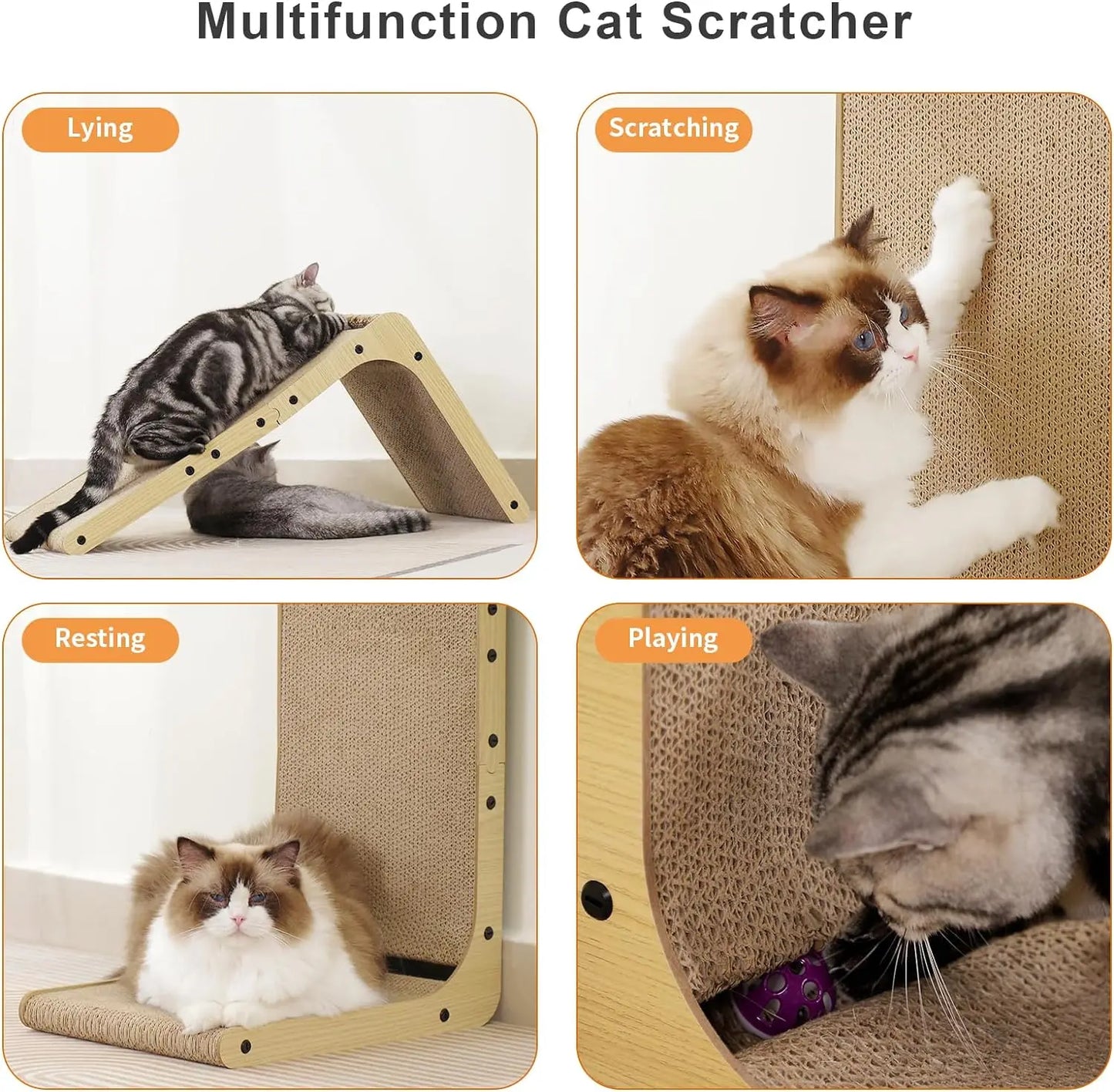 L Shape Cat Scratcher 23.6 Inch Cardboard Cat Scratching Pad for Indoor Cats Furniture Protector - Vibrant Variety Store