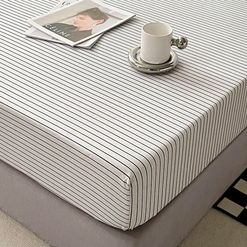 Cotton Fitted Sheet with Elastic Bands Non Slip Adjustable Mattress Cover for Double King Bed Non-Slip 140x200 160x200 200x200cm - Vibrant Variety Store