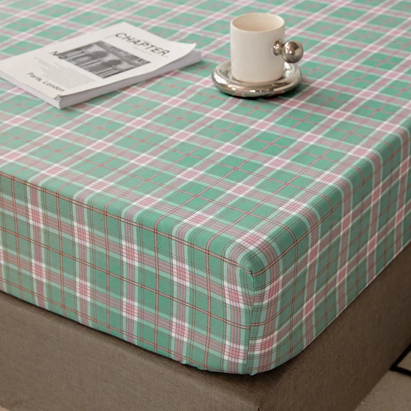 Cotton Fitted Sheet with Elastic Bands Non Slip Adjustable Mattress Cover for Double King Bed Non-Slip 140x200 160x200 200x200cm - Vibrant Variety Store