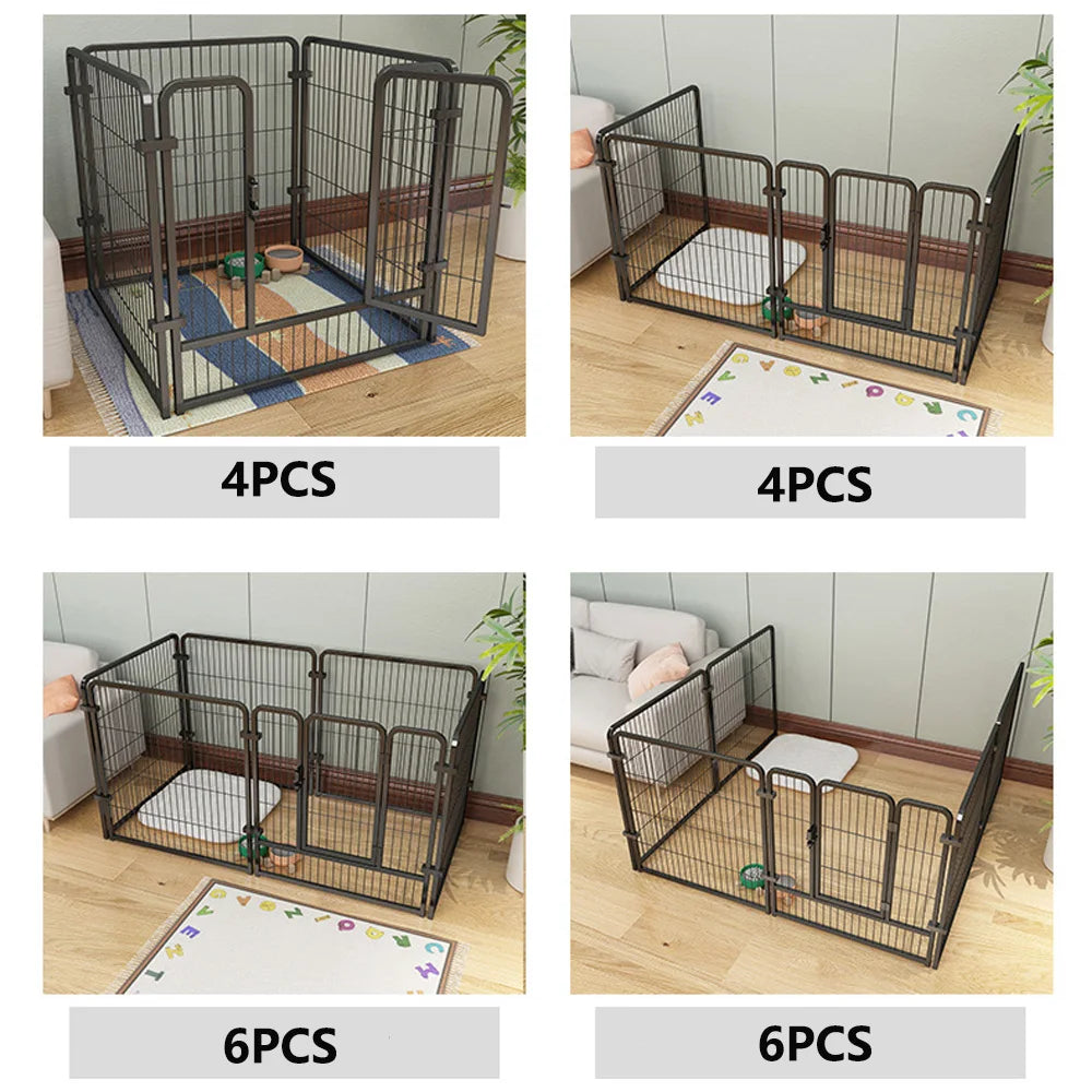 4/6 Panels Dog Fence Playpen Foldable Puppy Exercise Kennel Teddy Animal Escape Barrier Heavy Duty Cage for Dog Cat Rabbit Pet - Vibrant Variety Store