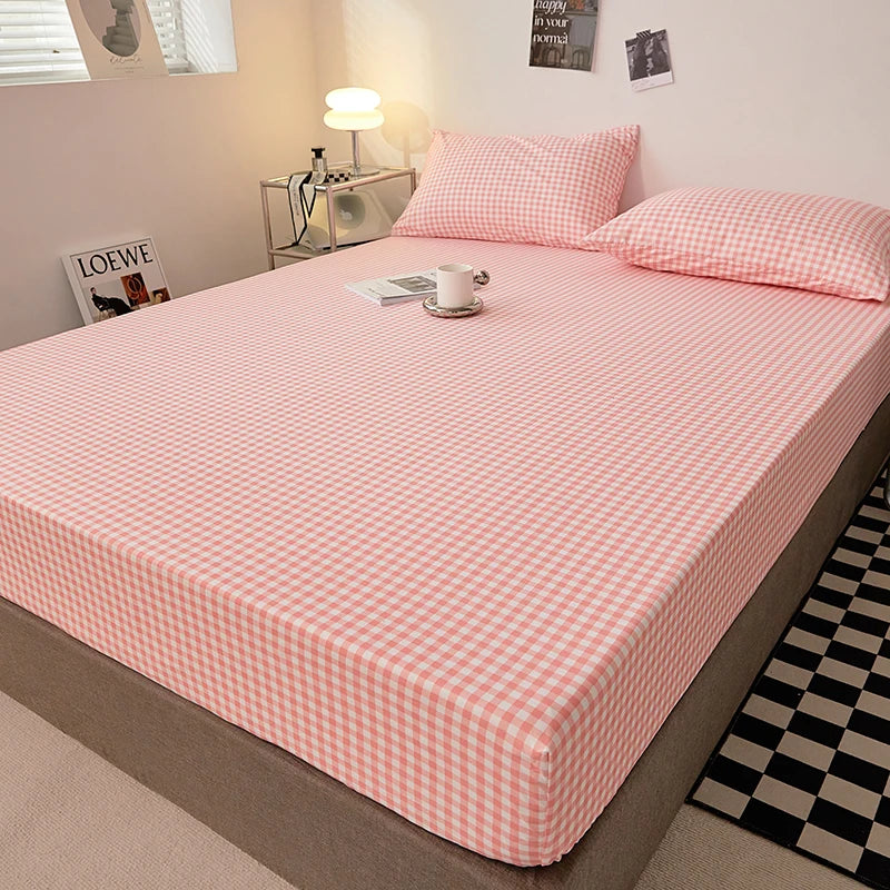 Cotton Fitted Sheet with Elastic Bands Non Slip Adjustable Mattress Cover for Double King Bed Non-Slip 140x200 160x200 200x200cm - Vibrant Variety Store