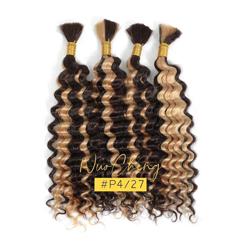 Deep Wave Bulk Human Hair for Braiding No Weft 100g (1 Pack-2 Bundles) Brazilian Virgin Human Hair Braiding Hair For BOHO Braids - Vibrant Variety Store