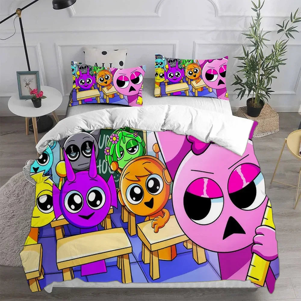 New 3D Print Sprunki Bedding Set Bed Cover Comforter Duvet Cover Pillow Case 2-3 Pieces Kids Adult Bedroom Decoration - Vibrant Variety Store