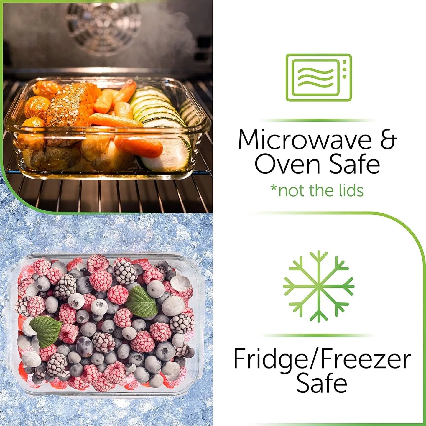 8 Pack 36 Oz Glass Meal Prep Containers - Dishwasher Microwave Freezer Oven Safe - Glass Storage Containers with Lids - Vibrant Variety Store