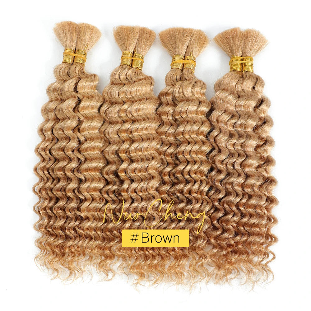 Deep Wave Bulk Human Hair for Braiding No Weft 100g (1 Pack-2 Bundles) Brazilian Virgin Human Hair Braiding Hair For BOHO Braids - Vibrant Variety Store
