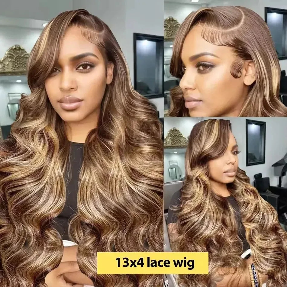 Highlight Ombre Wigs Body Wave Human Hair Wigs 13X4 13X6 Hd Lace Frontal Wig  250 Density 38 Inch 427 Pre Plucked Lace Front Wig - Vibrant Variety Store