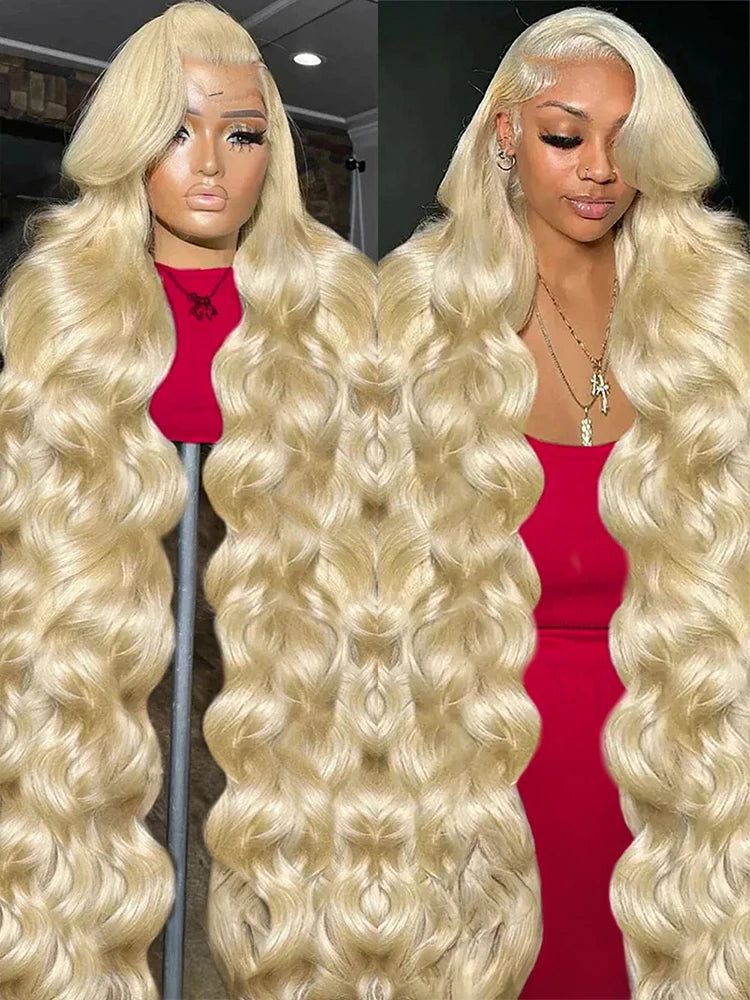 36 40 Inch 613 Honey Blonde Body Wave 250 Density 13x6 HD Lace Front Human Hair Wigs 13x4 HD Lace Frontal Wig for black women - Vibrant Variety Store