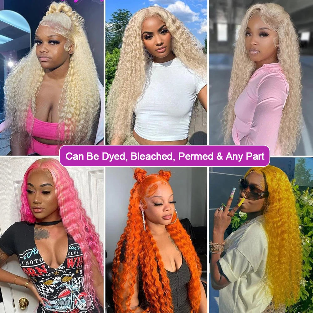 613 Loose Deep Wave Frontal Wig 13x6 HD Water Wave Lace Front Wig 30 40 Inch Honey Blonde 13x4 Lace Front Curly Human Hair Wigs - Vibrant Variety Store