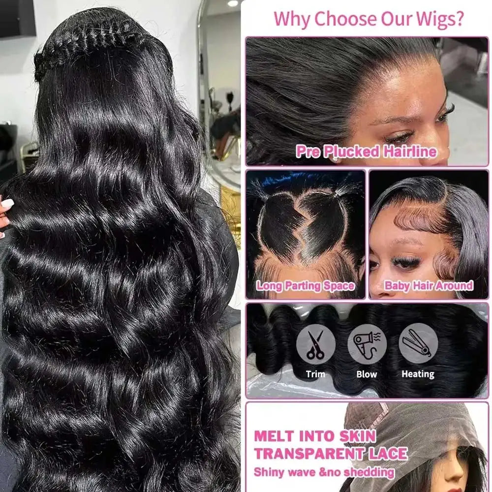 40 42 Inch Gluless Body Wave Human Hair Wigs Wear And Go 13x4 13x6 HD Lace Frontal Wigs Remy Curly Lace Front Human Hair Wigs - Vibrant Variety Store
