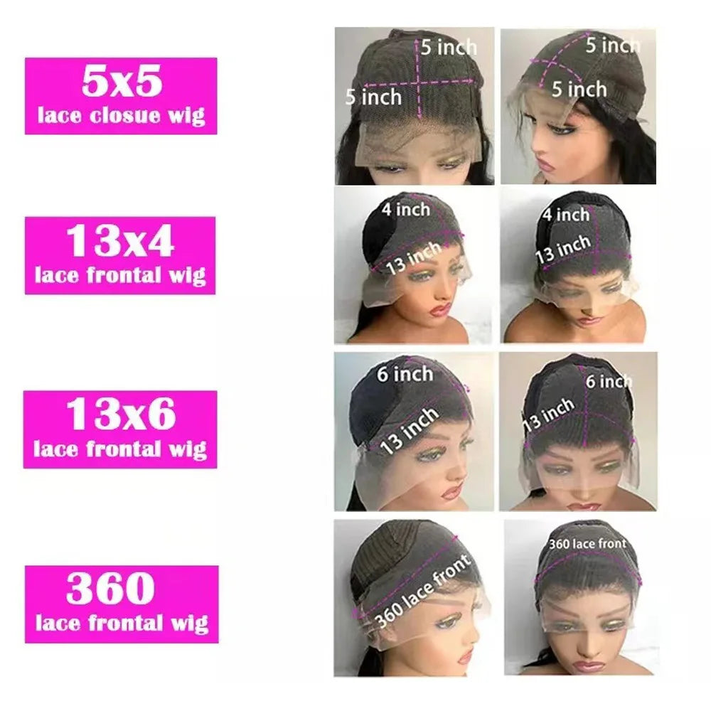 13x6 HD Transparent Bone Straight Lace Frontal Wigs 5x5 Glueless Wear and Go Human Hair Wig 220 Density for Women 30 40 Inch - Vibrant Variety Store