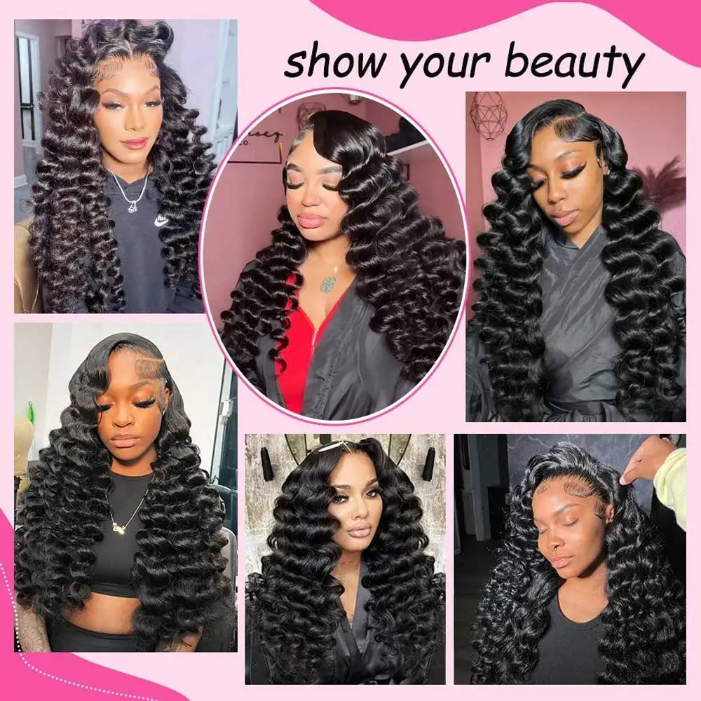 13x4 13x6 HD Loose Deep Wave Frontal Wigs 40 42 Water Deep Curly Lace Front Human Hair Wigs Remy 5x5 Gluless Wig Human Hair - Vibrant Variety Store