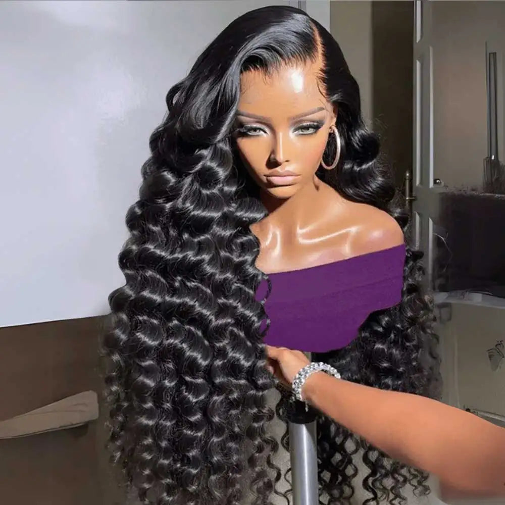 13x4 13x6 HD Loose Deep Wave Frontal Wigs 40 42 Water Deep Curly Lace Front Human Hair Wigs Remy 5x5 Gluless Wig Human Hair - Vibrant Variety Store