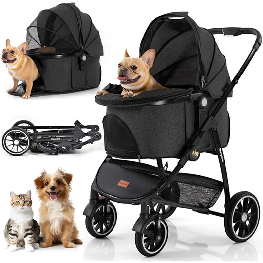 Pet Stroller 3 in 1 Dog Stroller for Medium and Small Dogs Large Cat Stroller with Detachable Carrier for Puppies - Vibrant Variety Store