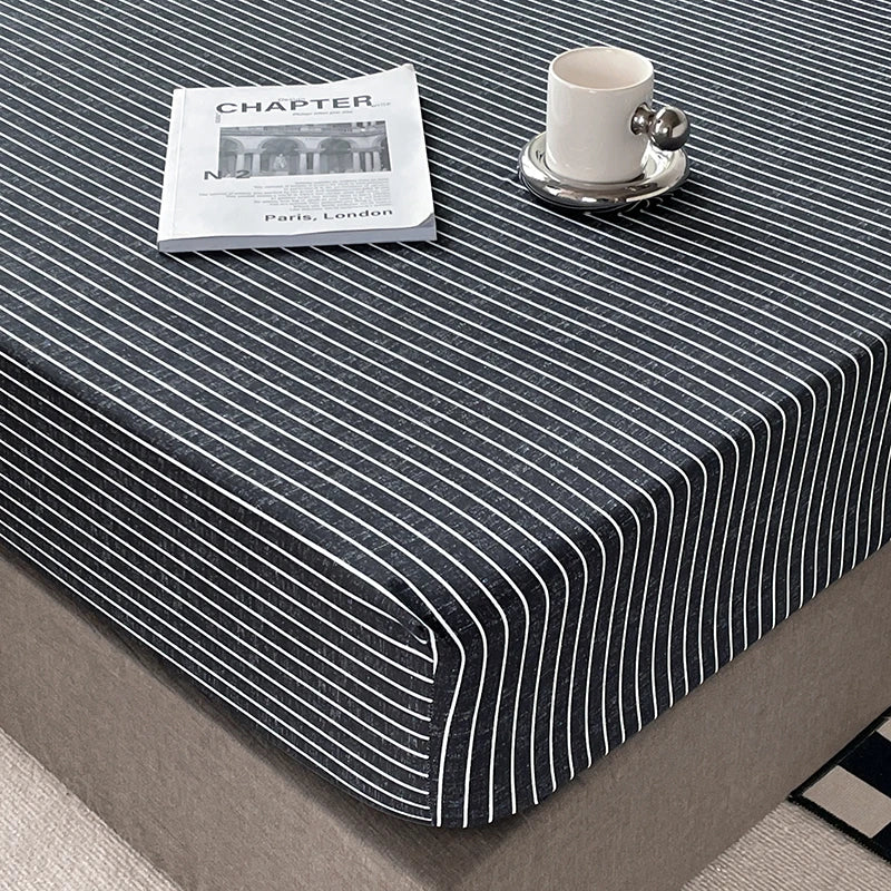 Cotton Fitted Sheet with Elastic Bands Non Slip Adjustable Mattress Cover for Double King Bed Non-Slip 140x200 160x200 200x200cm - Vibrant Variety Store