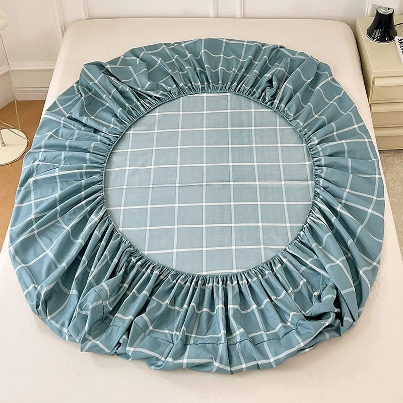 Cotton Fitted Sheet with Elastic Bands Non Slip Adjustable Mattress Cover for Double King Bed Non-Slip 140x200 160x200 200x200cm - Vibrant Variety Store