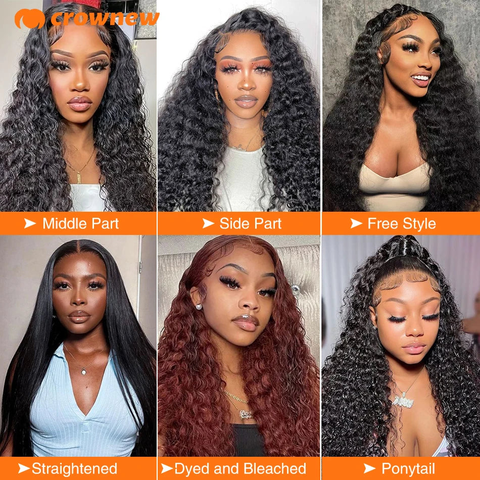 Deep Wave Frontal Wig 13X4 Hd Lace Frontal Wig Human Hair 200% Curly Lace Front Human Hair Wig PrePlucked Human Hair Wigs 40Inch - Vibrant Variety Store
