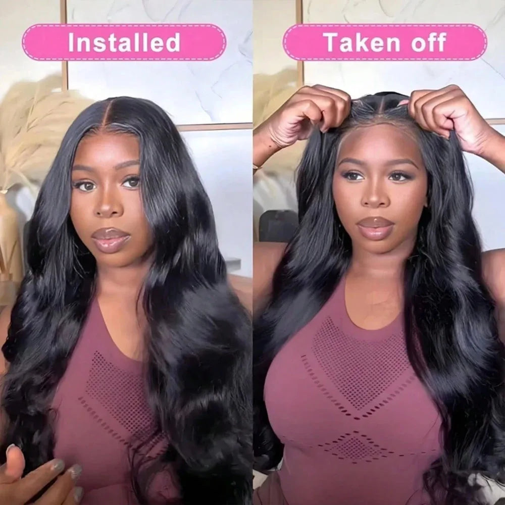 40 42 Inch Gluless Body Wave Human Hair Wigs Wear And Go 13x4 13x6 HD Lace Frontal Wigs Remy Curly Lace Front Human Hair Wigs - Vibrant Variety Store