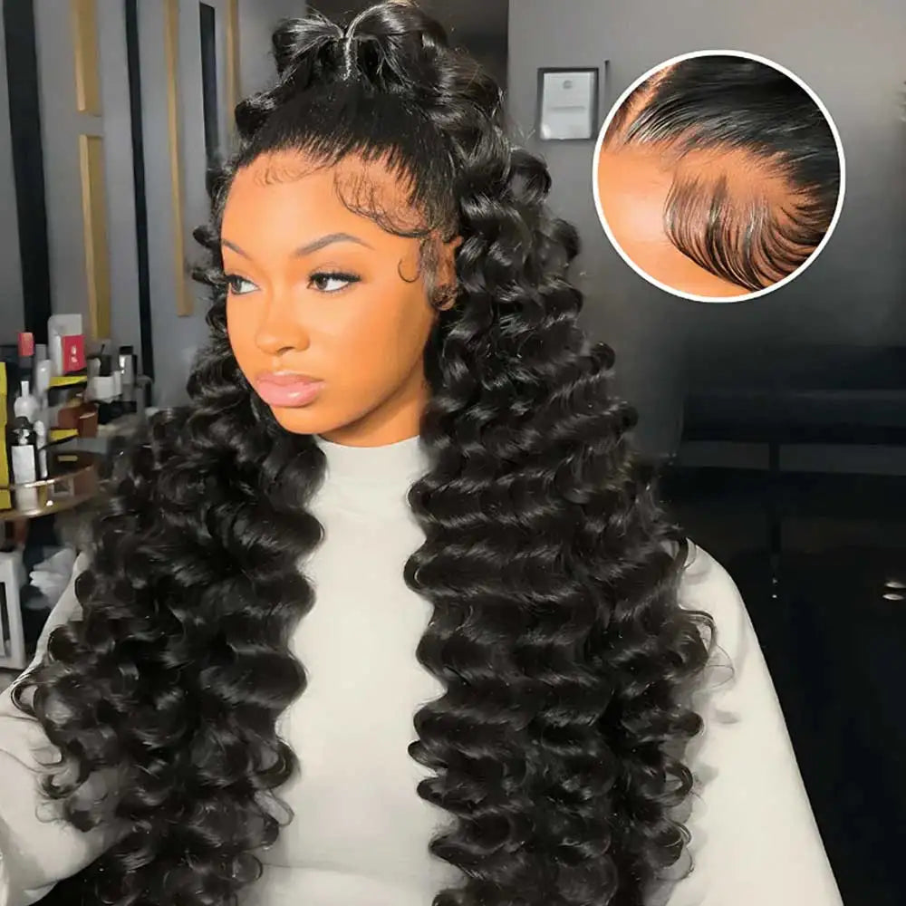 13x4 13x6 HD Loose Deep Wave Frontal Wigs 40 42 Water Deep Curly Lace Front Human Hair Wigs Remy 5x5 Gluless Wig Human Hair - Vibrant Variety Store