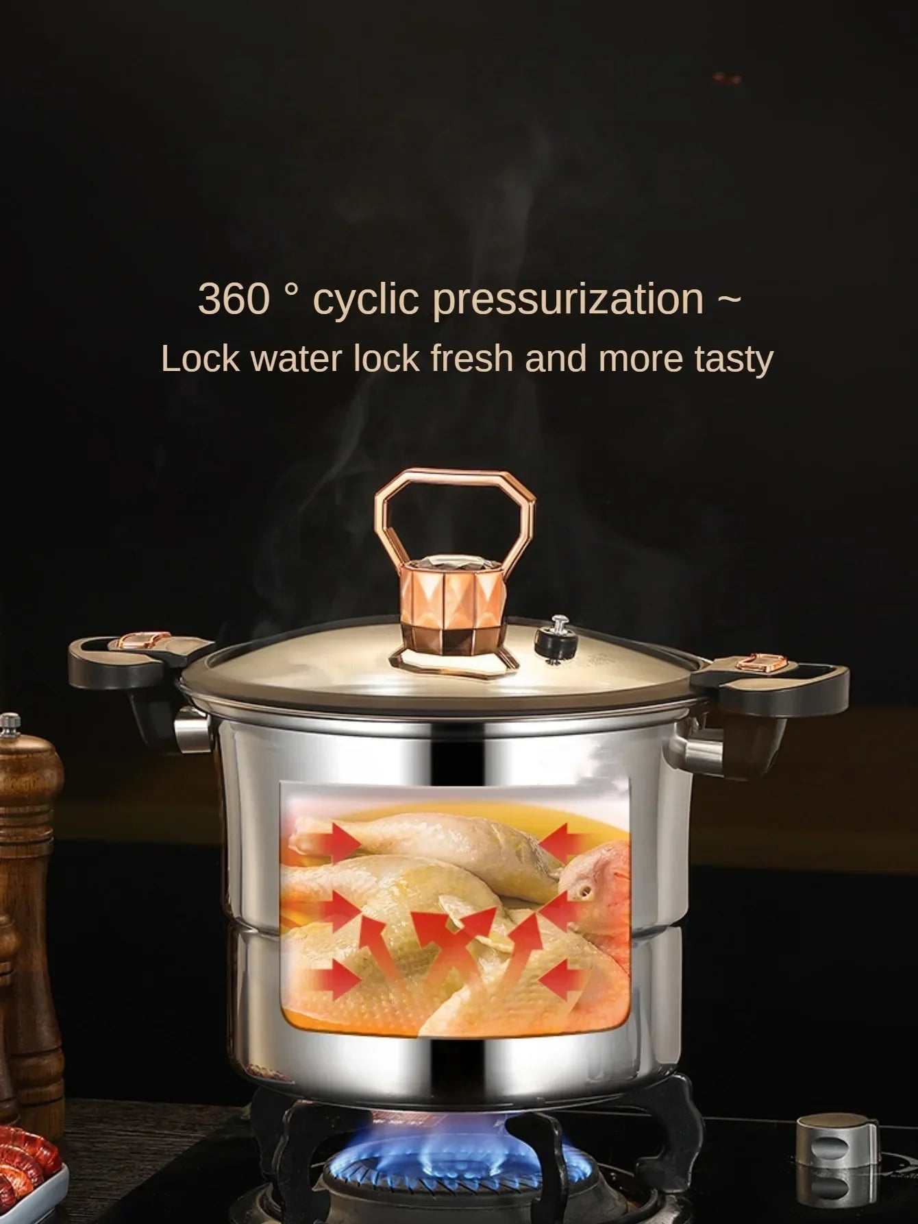 Micro pressure pot 304 stainless steel thickened soup pot household double ear bottle soup pot thickened composite bottom