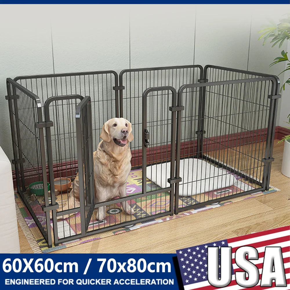 4/6 Panels Dog Fence Playpen Foldable Puppy Exercise Kennel Teddy Animal Escape Barrier Heavy Duty Cage for Dog Cat Rabbit Pet - Vibrant Variety Store