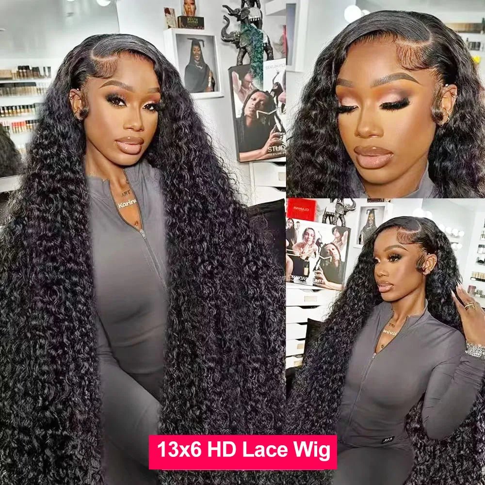 30 Inch Deep Wave 13x6 HD Lace Front Wig 250 density Water Wave 360 13x4 Lace Frontal Wigs 6x6 Closure Glueless Wig Human Hair
