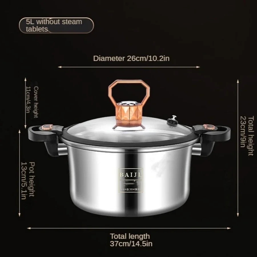 Micro pressure pot 304 stainless steel thickened soup pot household double ear bottle soup pot thickened composite bottom