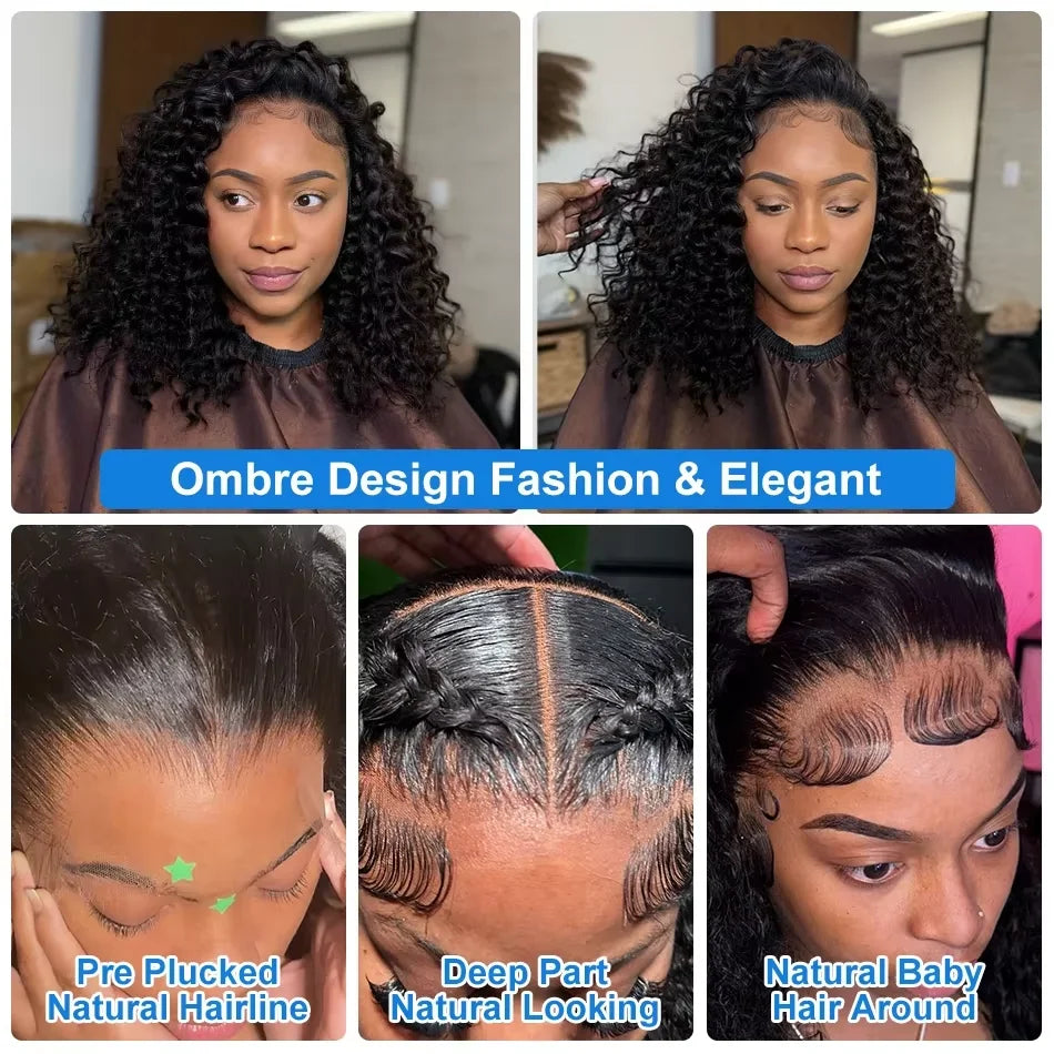 Curly Short Bob 13x4 HD Lace Frontal 220% Density 8-14 Inch Wigs Human Hair Deep Wave Cheap Wig Brazilian Remy For Black Women